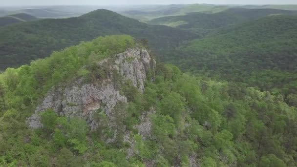 Aerial View Mountains Rolling Hills Arkansas Summertime Pinnacle Flatside Wilderness — Stockvideo
