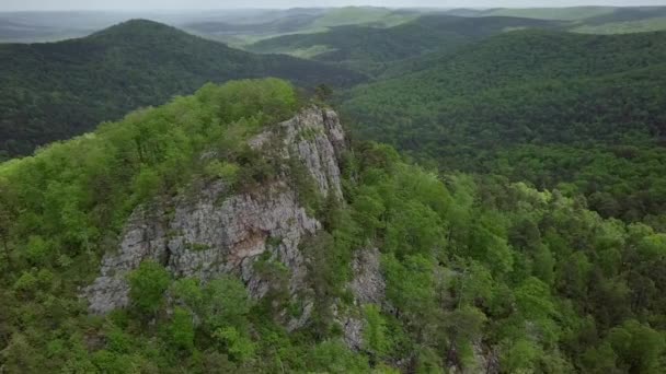 Aerial View Mountains Rolling Hills Arkansas Summertime Pinnacle Flatside Wilderness — Wideo stockowe