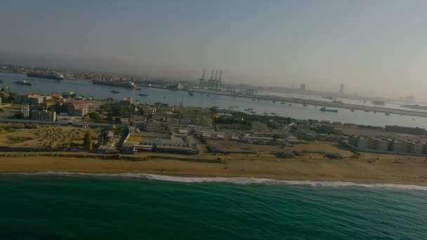 Ireland Aerial View Ships Boats Container Cranes Machinery — Stock Video