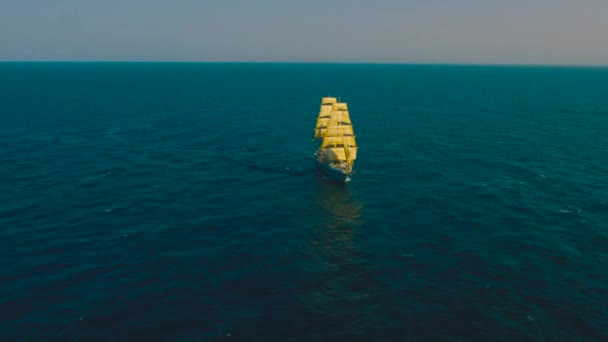 Blue Sea Ship Boat Top View — Video