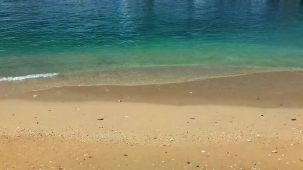 Aqua Blue Waters Peaceful Beach Waves Lap Sandy Shore — Video