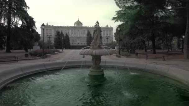 Fountain View Palacio Real Jardines Sabatini Royal Gardens Madrid — Vídeos de Stock