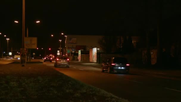 Timelapse Busy Road Night Time East Berlin Suburb Germany — Video Stock