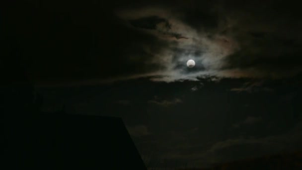 Timelapse Shining Full Moon Dark Clouds East Berlin Germany — Video