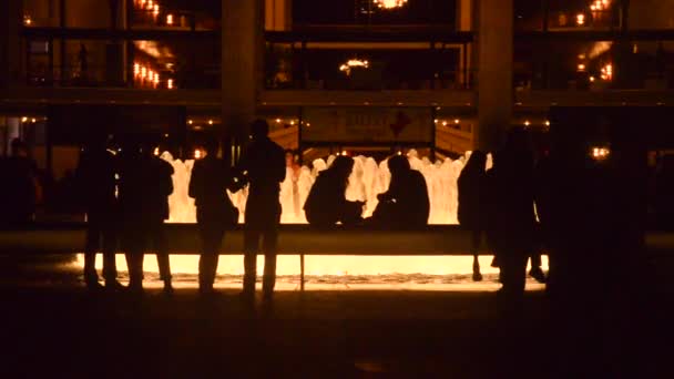 Silhouetted People Front Lincoln Center Night — Wideo stockowe