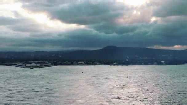 Time Lapse View Departing Kingston Jamaica Sunset Cloudy Summer Evening — Video Stock