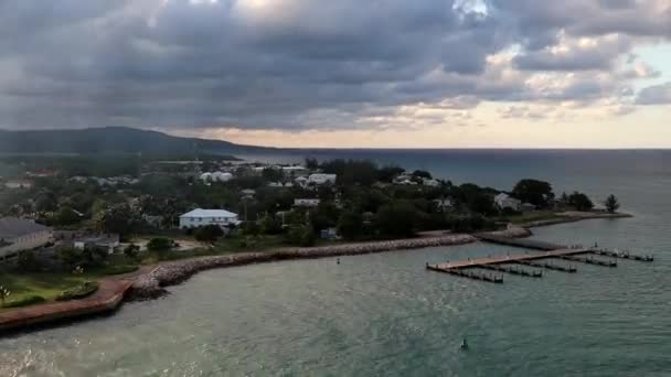 Time Lapse View Departing Kingston Jamaica Boat Cloudy Sky Sunset — Stock video