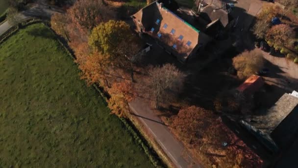 Aerial Reveal Biological Dynamic Farm Netherlands Diversity Buildings Barns Crops — ストック動画