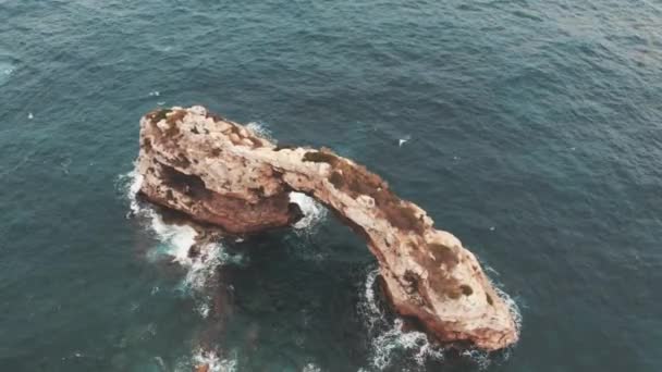 Aerial View Cliff Cave Majorca Pontas — ストック動画