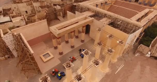 Aerial Shot Quads Entering Ruins Building Morocco — Wideo stockowe