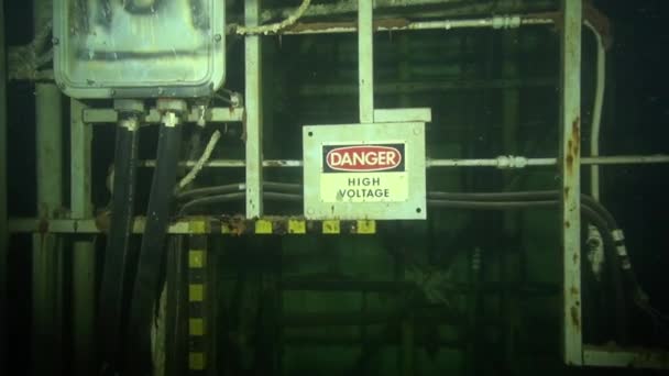 High Voltage Sign Flooded Nuclear Silo — Stock Video