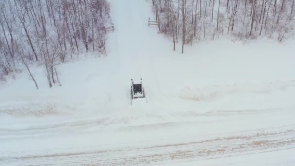 Очищення Снігу Сільській Місцевості Колісним Боботом — стокове відео