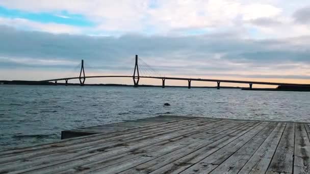 Timelapse Etablerar Fotografering Längsta Broarna Europa Kabelbron Replot Finland — Stockvideo