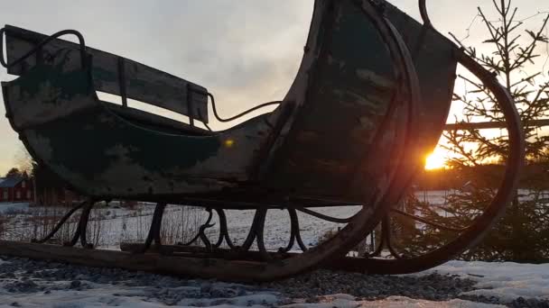 Motorized Slider Shot Antique Christmas Sled — Stock Video