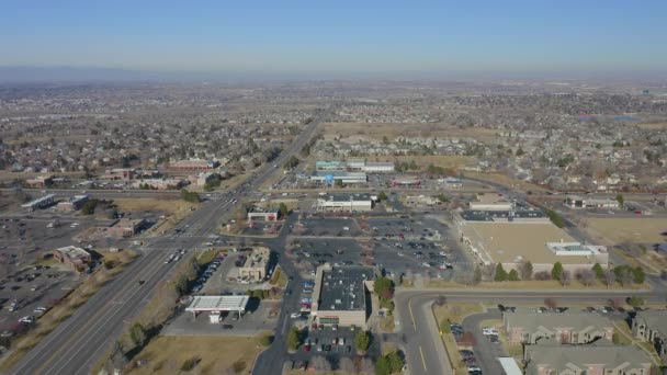 Aerial Views Shopping Center Colorado Suburbs — Stock Video