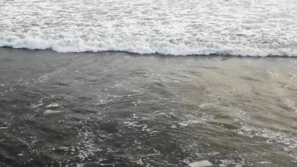 Slow Motion Clips Dirty Polluted Ocean Wave Hitting Coast Slow — Stockvideo