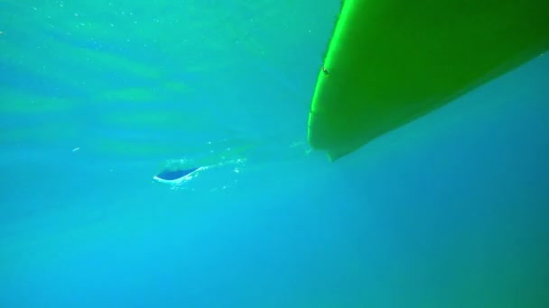 Underwater View Kayak Oar Very Clear Transparent Water Ohrid Lake — Stock video