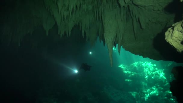 Diver Lights Textured Cavern Ceiling — Stock videók