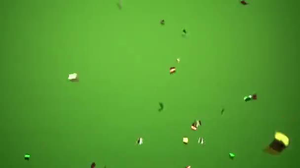 Green Screen Scene Closer Fallen Celebration Confetti — Stock video