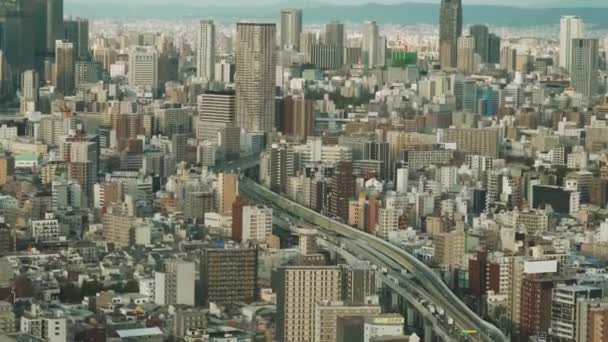 Osaka Japan Aerial Shot Central Buildings District — Video Stock