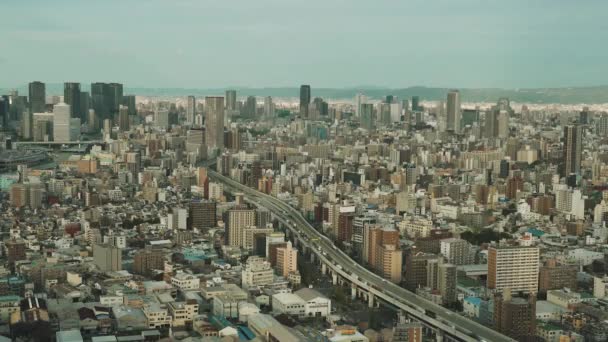 Osaka Japan Aerial Shot Central Buildings District — Wideo stockowe