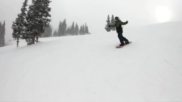 Сноуборд Катание Лыжах Колорадо — стоковое видео