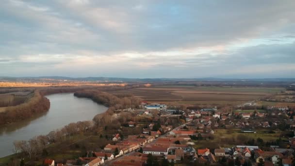 Drone Footage Dunabogdany Hungary River Danube Recorded Dji Spark 1080P — Wideo stockowe