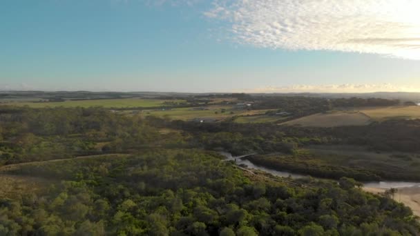 Aerial Shot Morning Sunlight Screw Creek Victorian Coastline Australia — Stock Video