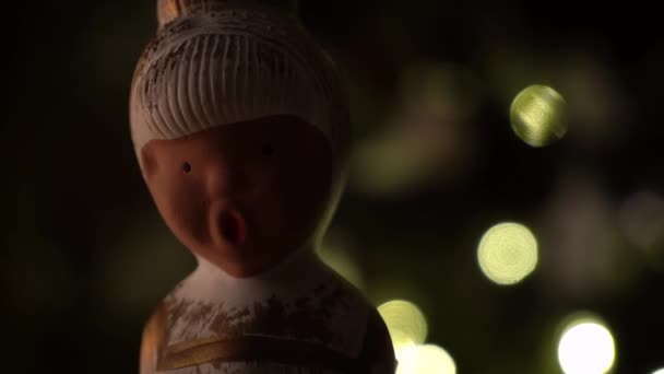 Small Statue Christmas Tree Christmas Eve Recorded Sony Iii 30Fps — Stockvideo
