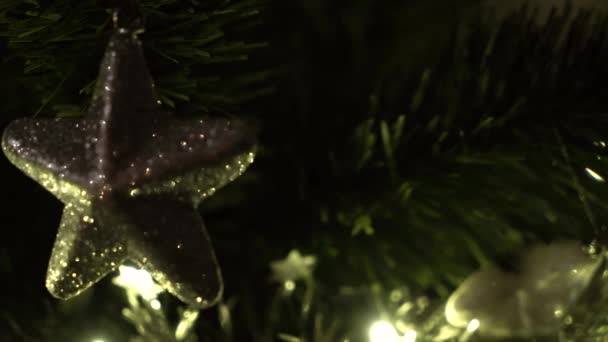 Decorated Christmas Tree Christmas Eve Recorded Sony Iii 30Fps — Vídeo de stock