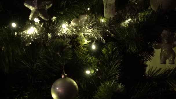 Διακοσμημένο Χριστουγεννιάτικο Δέντρο Την Παραμονή Των Χριστουγέννων Ηχογραφημένο Sony Iii — Αρχείο Βίντεο