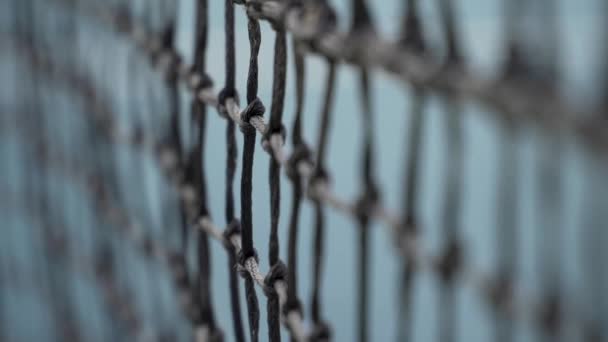 Close Shot Tennis Net Strong Depth Field — Stockvideo