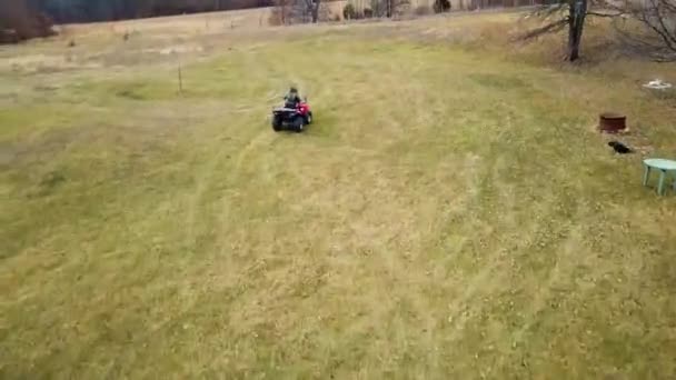 Riding Four Wheeler Empty Fields Huge Land — Stock videók