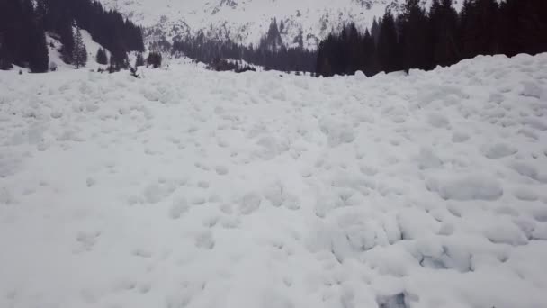 Avalanche Runout Zone Alps Austria Kleinwalsertal Bad Weather — Stockvideo