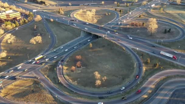 Hyper Lapse Busy Interchange Sunset — Stok video