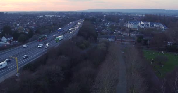 Vue Aérienne M20 Pendant Heure Pointe Coucher Soleil Près Aylesford — Video