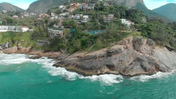 Cerca Increíble Belleza Playa Joatinga Con Costa Acantilado Pequeña Playa — Vídeos de Stock