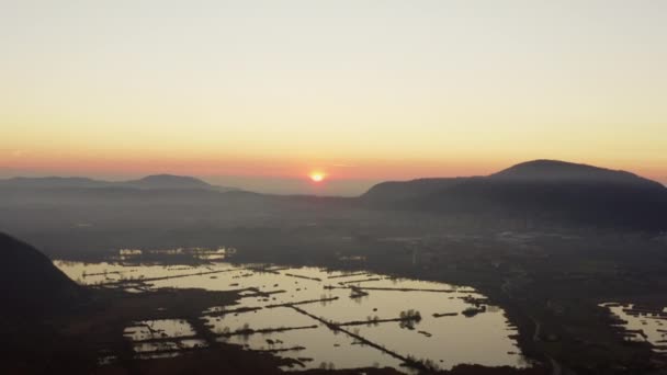 Zonsondergang Boven Iseo Lake Italië Gefilmd Dji Mavic Pro Bit — Stockvideo