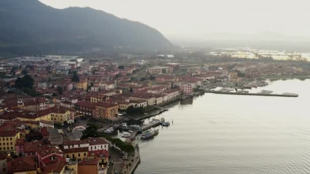 Zonsondergang Boven Iseo Lake Gefilmd Dji Mavic Pro Bit — Stockvideo