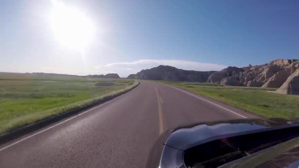 Dirigir Através Parque Nacional Badlands Dakota Sul — Vídeo de Stock