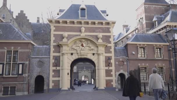 Entrée Des Bâtiments Gouvernementaux Binnenhof Haye Déroule Chambre Des Représentants — Video