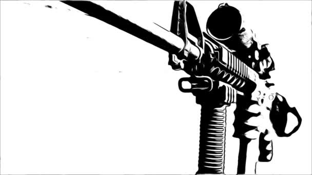 Animação Preto Branco Rifle Ar15 — Vídeo de Stock