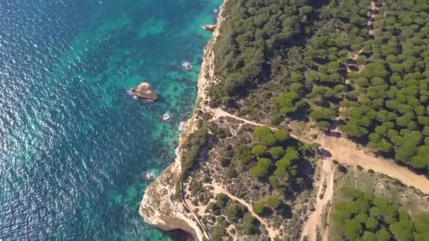 Vista Aérea Inclinada Gran Acantilado Costa Mediterránea España Día Soleado — Vídeos de Stock