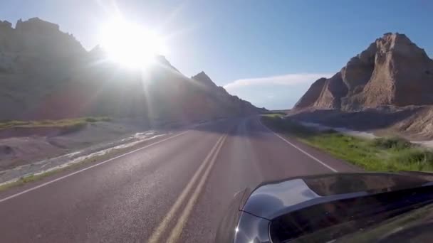 Conduire Travers Parc National Des Badlands Dans Dakota Sud — Video