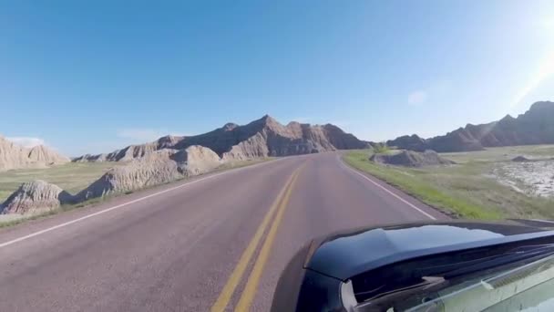 Conduciendo Por Parque Nacional Badlands Dakota Del Sur — Vídeo de stock