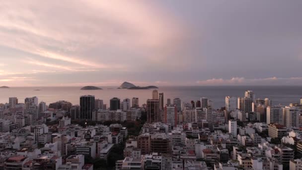 Nascer Sol Sobre Popular Chique Bairro Praia Ipanema Rio Janeiro — Vídeo de Stock