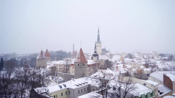 Veduta Della Chiesa Olafs Del Centro Storico Tallinn Dalla Piattaforma — Video Stock