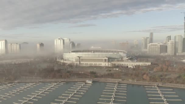 Foggy Soldier Field Hogar Los Osos Chicago — Vídeo de stock