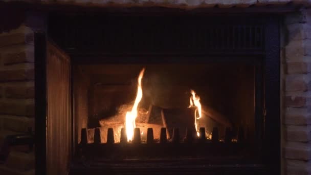 Schließen Sie Den Blick Auf Einen Kamin — Stockvideo