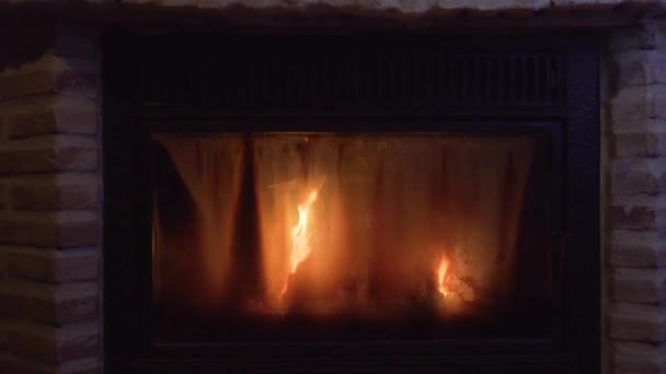 Close View Closed Fireplace — Stock Video